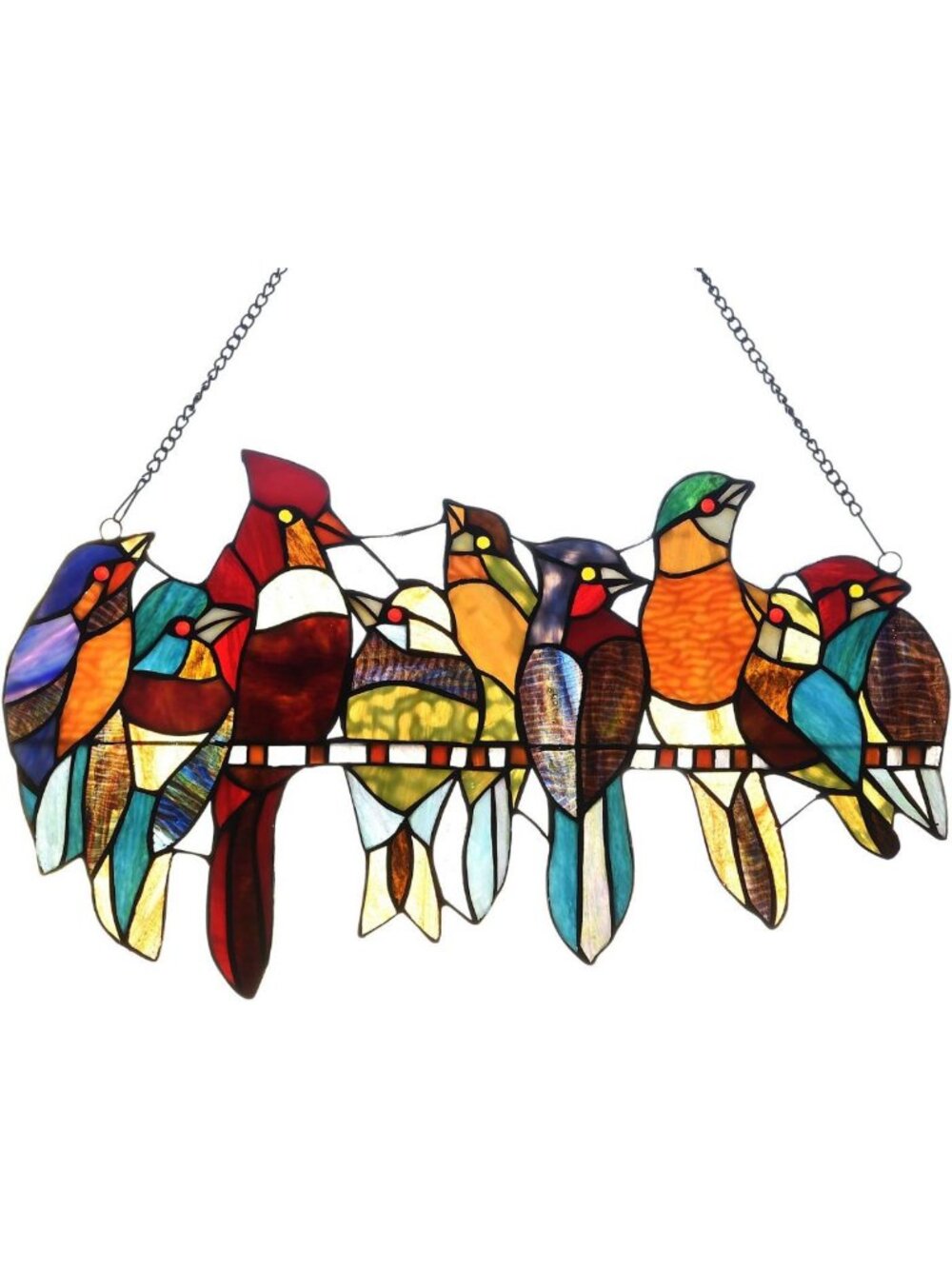 Stained Glass Window Panels - Tiffany-Style Birds Decorative Hangings